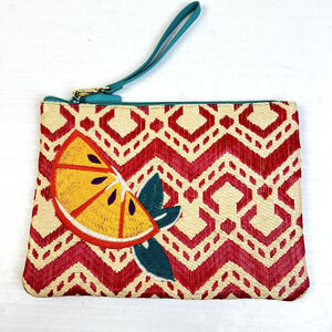 Vera Bradley Clutch Woven Orange Embroidery Summer Purse Wristlet Beach Casual